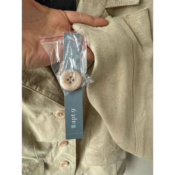 Apt. 9 Beige Metallic Suede Genuine Leather Blazer - Picture 7 of 11